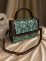 Emerald Geometric Maze Top-Handle Handbag - Image 2