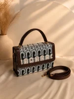Arch Motif Jacquard Top-Handle Handbag Set - Image 2