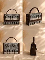 Arch Motif Jacquard Top-Handle Handbag Set - Image 3