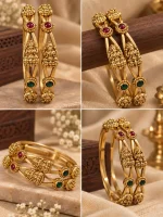 Antique Goddess Lakshmi Kemp Bangle Pair - Image 2