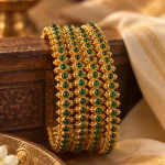 Emerald Kemp Studded Antique Gold Bangle Set