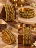 Emerald Kemp Studded Antique Gold Bangle Set - Image 2