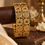 Antique Laxmi Coin & Floral Kemp Bangle Pair