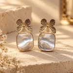 Butterfly Gold & Mother-of-Pearl Drop Earrings