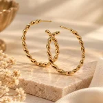 Twisted Rope Gold Hoop Earrings
