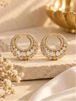 Clear Cubic Zirconia Gold Huggie Hoop Earrings