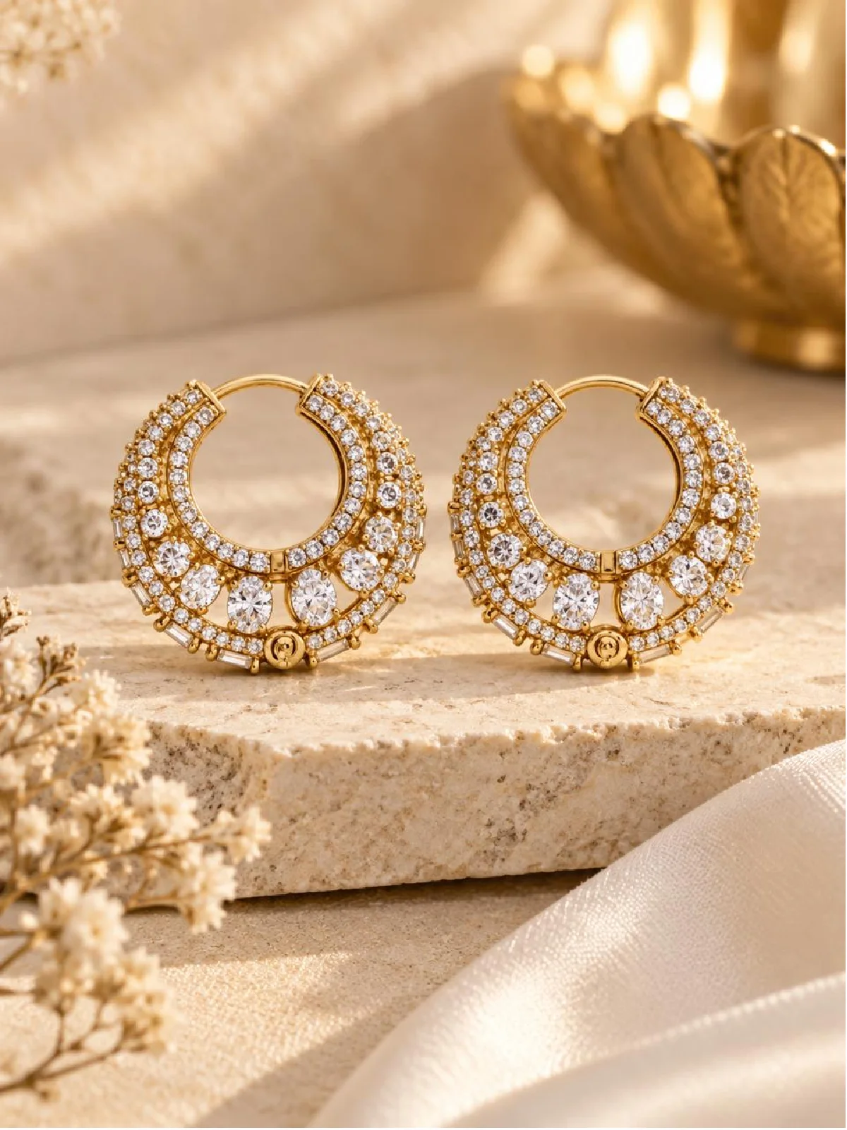 New Project - 2026-09-08T150939.999 Clear Cubic Zirconia Gold Huggie Hoop Earrings - Image 1