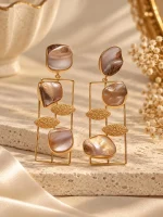 Abstract Mother-of-Pearl Geometric Drop Earrings