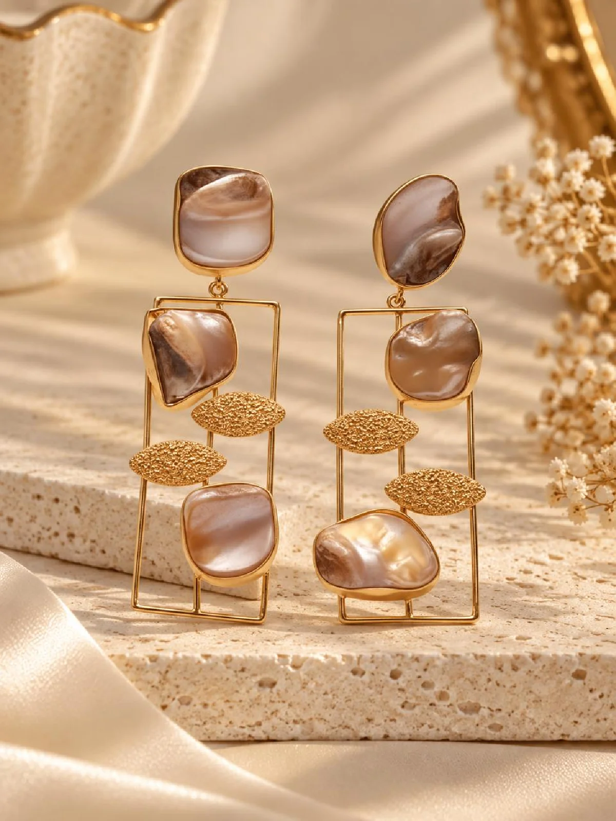New Project - 2026-09-08T152043.544 Abstract Mother-of-Pearl Geometric Drop Earrings - Image 1