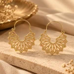Geometric Lattice Sunburst Hoop Earrings