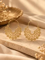 Geometric Lattice Sunburst Hoop Earrings