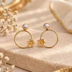 Pearl Stud Floral Hoop Earrings