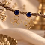 Royal Blue & Interlocking Circle Drop Earrings