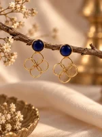 Royal Blue & Interlocking Circle Drop Earrings