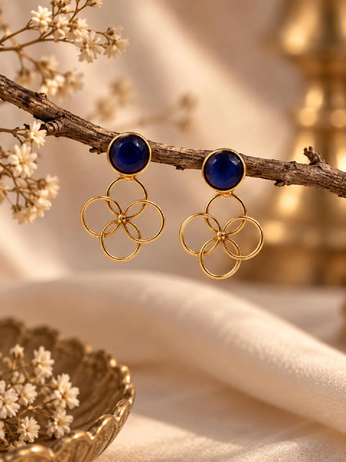 New Project - 2026-09-08T155619.441 Royal Blue & Interlocking Circle Drop Earrings - Image 1