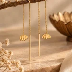 Minimalist Lotus Threader Earrings