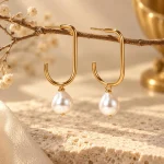 Baroque Pearl Oval Open Hoop Earrings