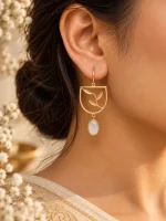 Botanical Arch & Chalcedony Drop Earrings - Image 2