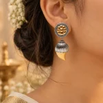 Dual-Tone Floral & Claw Motif Jhumka Earrings